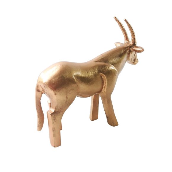 Antelope Gazelle Animal Statue Figurine Copper Colored Cast Aluminum 8" Tall - Picture 3 of 10